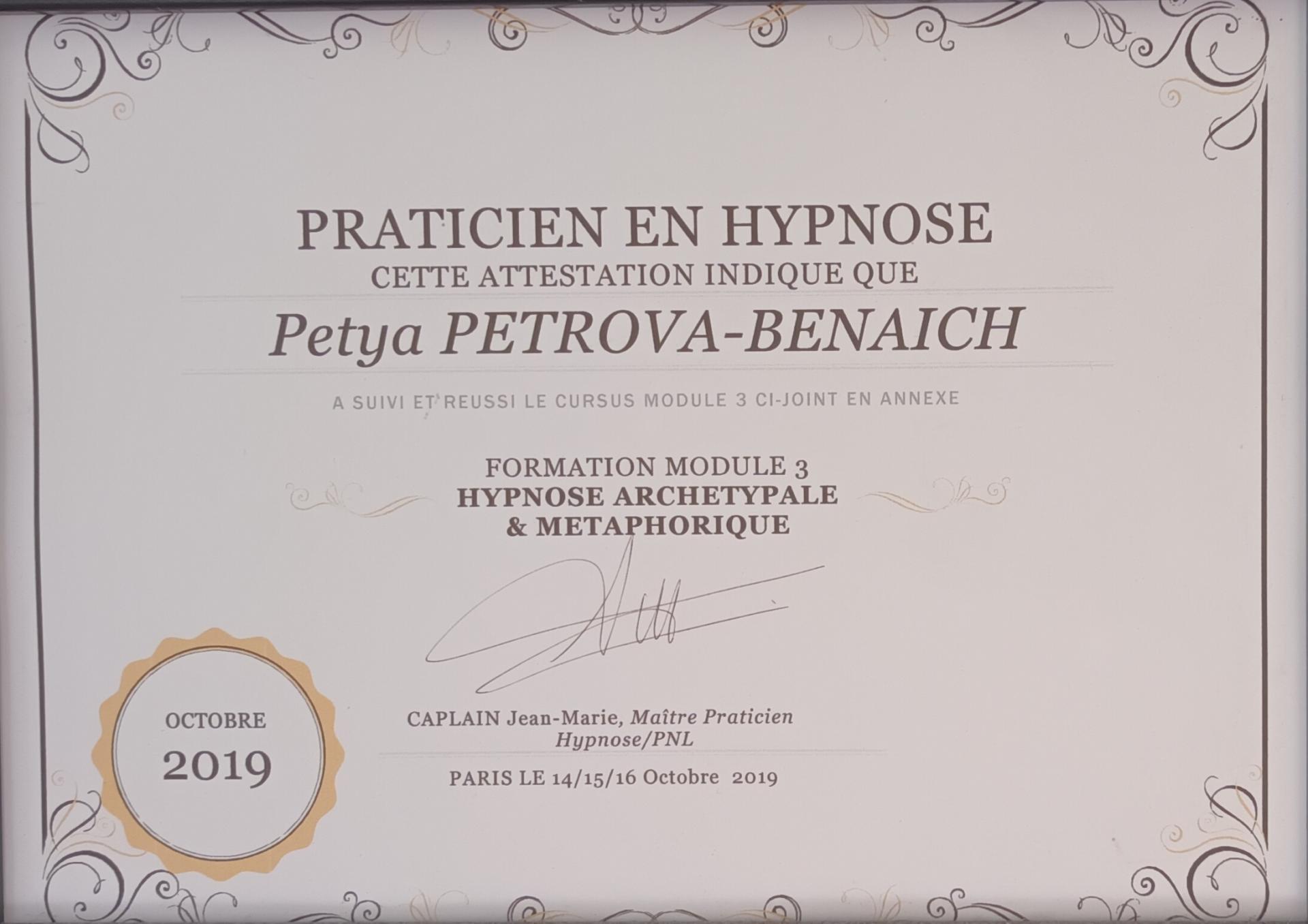 Hypnose saint maur petya petrova benaich 2019