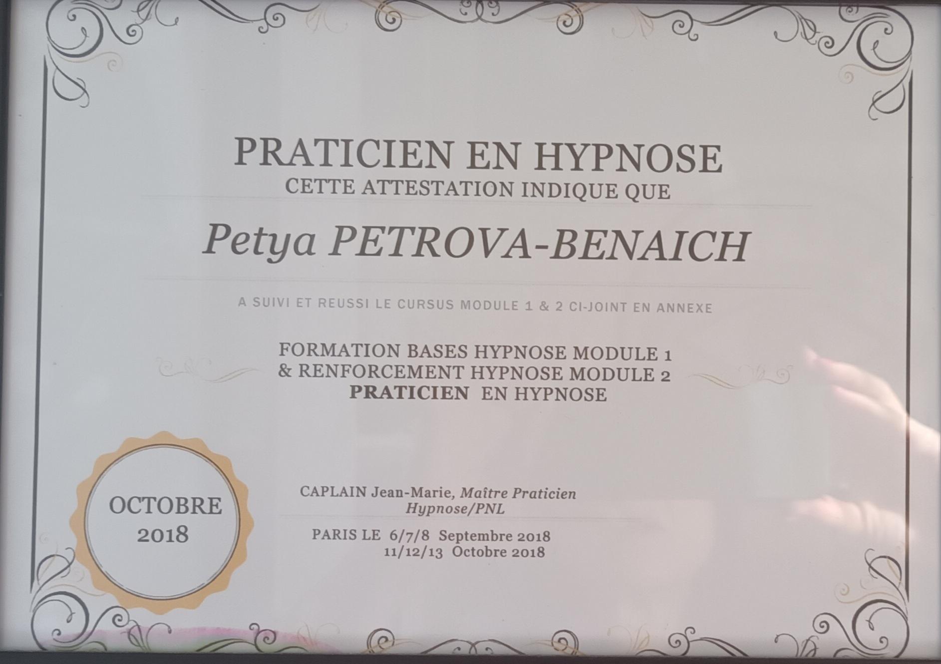 Hypnotherapeut saint maur petya petrova benaich 2018